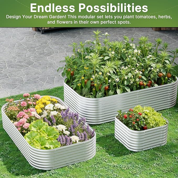 4 PCS 4x2ft Galvanized Raised Garden Bed Outdoor, Metal Garden Bed for Vegetables, Above Ground Garden Box for Flower, Steel Raised Beds for Gardening