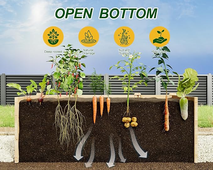 AMERLIFE U-Shaped Raised Garden Bed, 7.5Wx15Dx1.6H Free Combination Outdoor Wooden Raised Garden Bed Planter with 19.6" Depth Planter Box