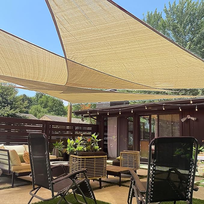 LOVE STORY Custom Size 5'x7'x8.6' Sand Sun Shade Sail Right Triangle Sunhsade Fabric Awning Canopy for Patio Backyard Carport Pergola (Customized)
