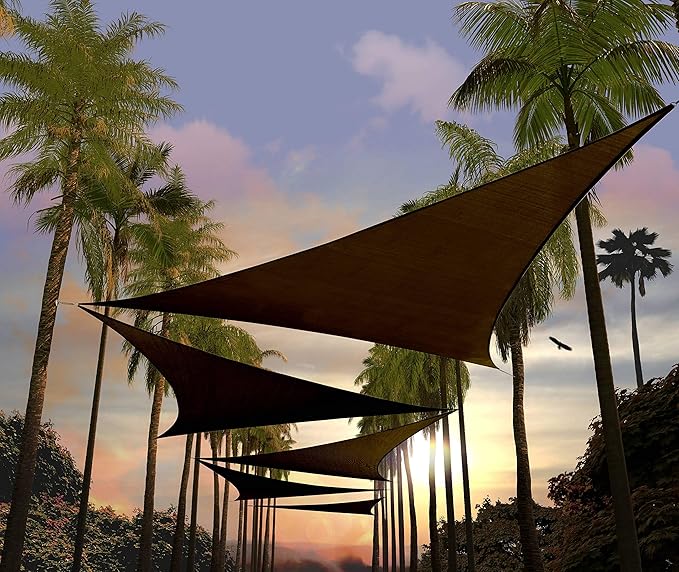 Amgo Custom Size 15' x 15' x 15' Brown Triangle Sun Shade Sail Order to Make Canopy Awning UPF50+ AGSLT, 95% UV Blockage, Water & Air Permeable, 200GSM Commercial Standard (We Customize)