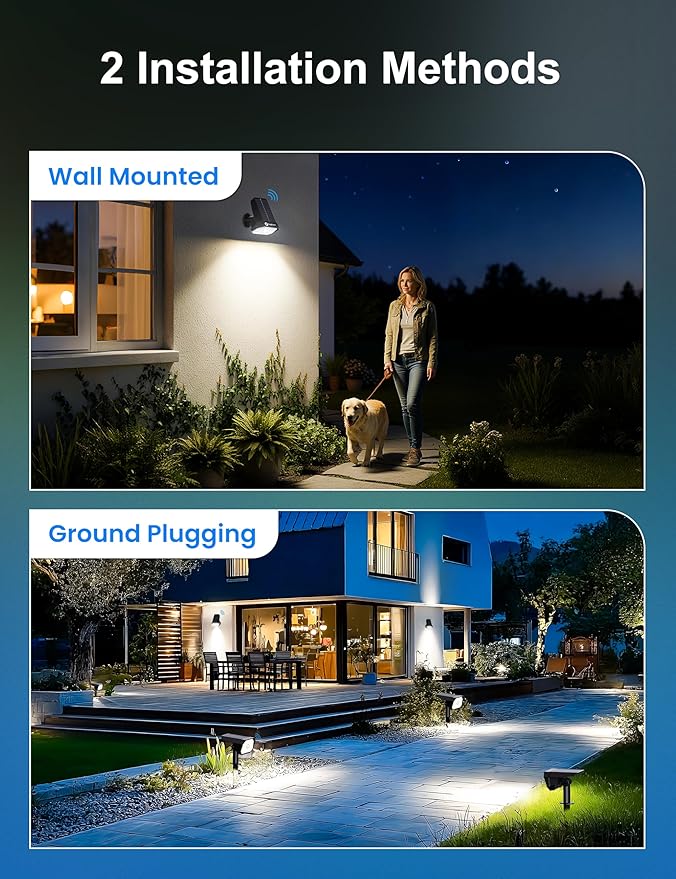 Brightown 6 Pack Solar Motion Lights Outdoor Waterproof, Motion Sensor Spot Lights- 58 LED/3 Modes Solar Powered Spotlights 2-in-1 Auto On/Off for Outside Yard Wall Garden, Cool White