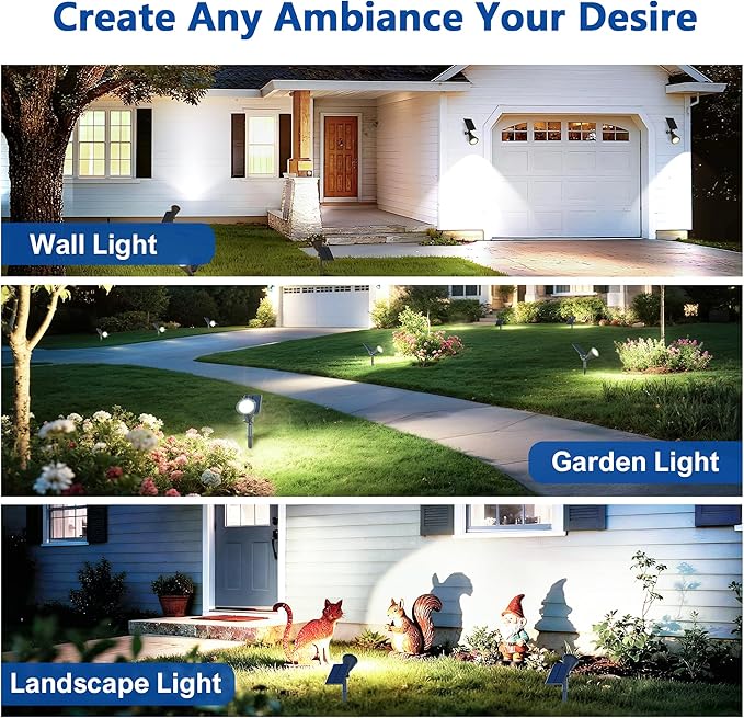 Solar Lights Outdoor Waterproof IP65,6500K Super Bright LED,2 Lighting Modes, Solar Powered Yard Garden Solar Spot Lights for Flag Landscape Auto On/Off-4 Pack