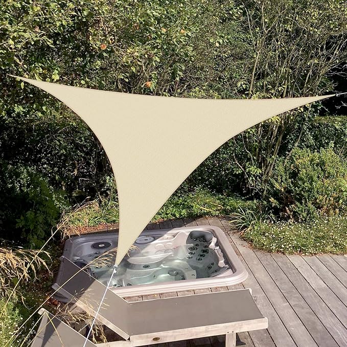 Patio Paradise 20' x 20' x 19'10" Sun Shade Sail Triangle Canopy, Permeable Shade Cloth Fabric Sunlight Block Patio Cover HDPE Deck Awning for Outdoor Backyard Pergolas Roof Shading, Sand