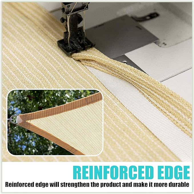 Amgo Custom Size 10' x 19' x 21.5' Sand Beige Right Triangle Sun Shade Sail Order to Make Canopy Awning UPF50+ AGSLT, 95% UV Blockage, Water & Air Permeable, 200GSM Commercial Standard (We Customize)