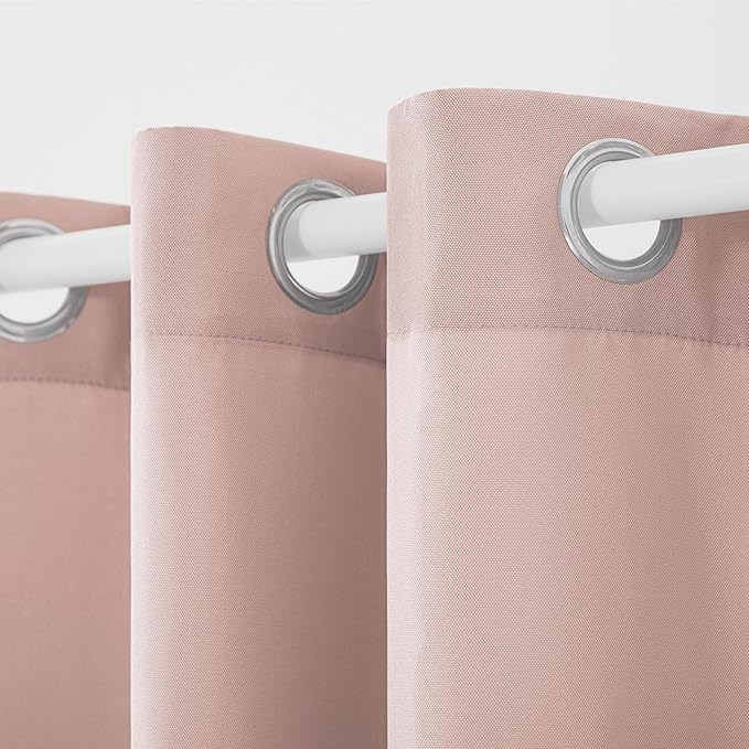 TOWN & COUNTRY BASICS Cabana Solid Heavyweight Indoor Outdoor Curtains, Light Filtering Opacity with Grommet Top, Water Repellent, 2-Pack Set, 54"x96", Blush