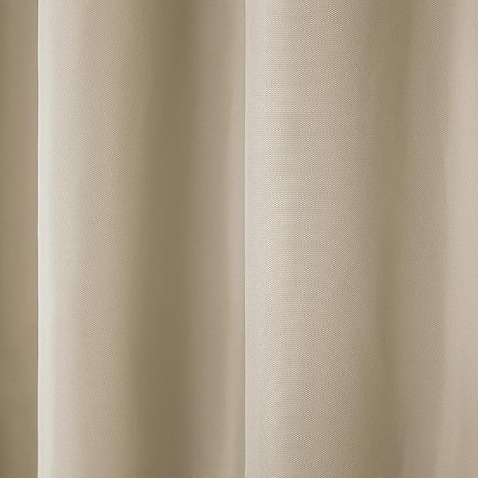 TOWN & COUNTRY BASICS Cabana Solid Heavyweight Indoor Outdoor Curtains, Light Filtering Opacity with Grommet Top, Water Repellent, 2-Pack Set, 54"x120", Taupe
