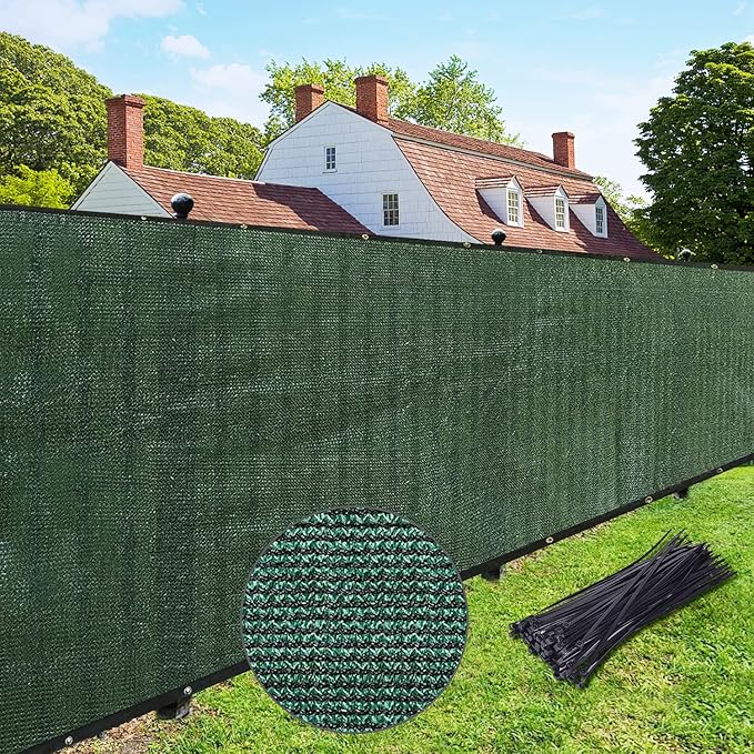 UPGRADE Privacy Fence Screen 5'x34' Dark Green Outdoor 90% Visibility Blockage 170 GSM Mesh Shade Cover Panels for Backyard,Balcony,Home Decoration with Zip Ties,Customized Avaliable