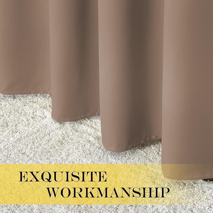 NICETOWN Light Reducing Grommet Curtain - (W52 x L108, Cappuccino, 1 Piece) Tripe Woven Textured Soft Curtain Panel for Living Room Window Treatment Drape