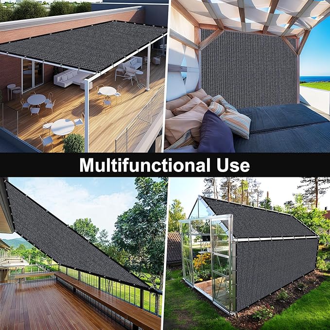 Artpuch 90% Sun Shade Cloth, 8 x 16 FT Pergola Shade Cover Canopy with Grommets, Sun Screen Fabric Tarp for Patio, Outdoor, Garden, Backyard, Dark Grey