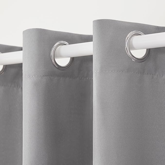 TOWN & COUNTRY BASICS Cabana Solid Heavyweight Indoor Outdoor Curtains, Light Filtering Opacity with Grommet Top, Water Repellent, 2-Pack Set, 54"x96", Medium Grey