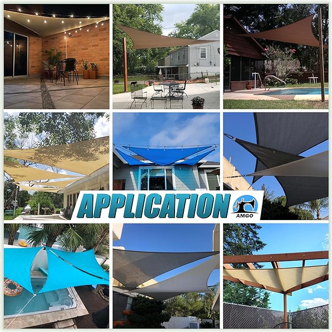 Amgo Custom Size 12' x 24' x 26.8' Blue Right Triangle Sun Shade Sail Order to Make Canopy Awning UPF50+ AGSLT, 95% UV Blockage, Water & Air Permeable, 200GSM Commercial Standard (We Customize)