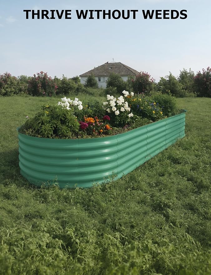 2 Pcs Raised Garden Beds Outdoor 10x4x1.5 ft - Galvanized Steel Planter Box for Vegetables, Flowers, Rust-Resistant Garden Box, Easy Assembly Raised Beds, Durable Planters for Outdoor Plants, Green