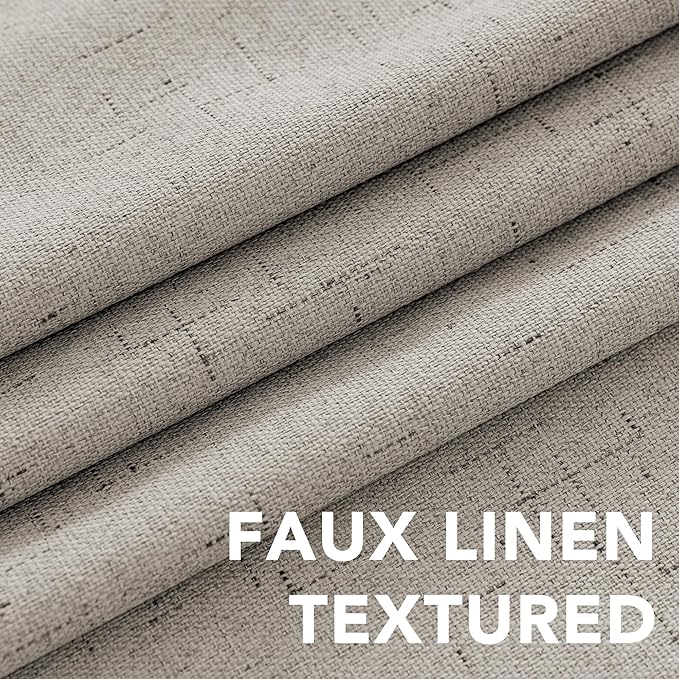 H.VERSAILTEX Linen Blackout Curtains Durable Thick Textured Linen Look 100% Blackout Patio Door Curtain Anti Rust Grommet Extra Wide Sliding Door Curtain Panel, W100 x L108 inch - Stone