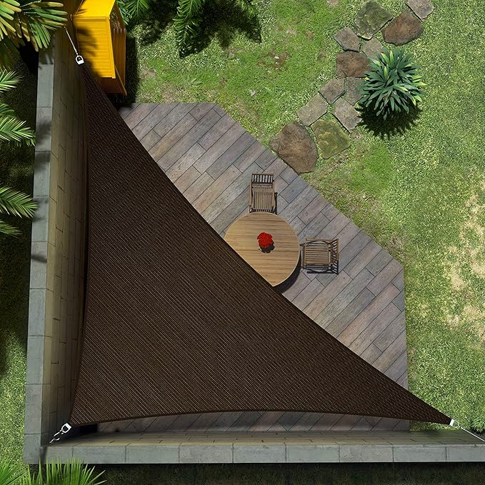 Amgo 16' x 16' x 22.6' Brown Right Triangle Sun Shade Sail UPF50+ Canopy Awning AGSLT, 95% UV Blockage, Water & Air Permeable, 200GSM Heavy Duty Commercial and Residential (We Make Custom Sizes)
