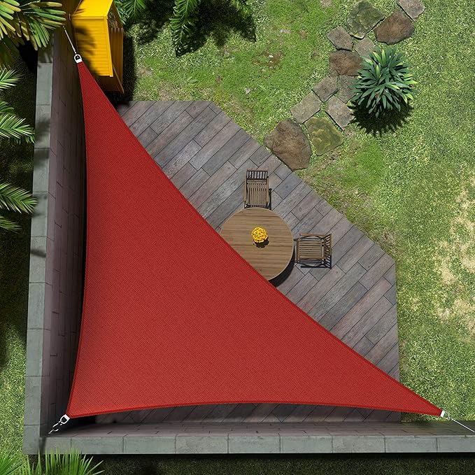 Amgo Custom Size 14' x 15' x 20.5' Red Right Triangle Sun Shade Sail UPF50+ AGTAPRT12, Order to Make Canopy Awning, 95% UV Blockage, Water & Air Permeable, Commercial Standard (We Customize)