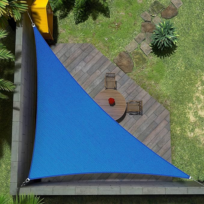 Amgo Custom Size 20' x 22' x 29.7' Blue Right Triangle Sun Shade Sail UPF50+ AGTAPRT12, Order to Make Canopy Awning, 95% UV Blockage, Water & Air Permeable, Commercial Standard (We Customize)