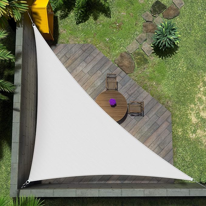 Amgo Custom Size 7' x 8' x 10.6' White Right Triangle Sun Shade Sail UPF50+ AGTAPRT12, Order to Make Canopy Awning, 95% UV Blockage, Water & Air Permeable, Commercial Standard (We Customize)