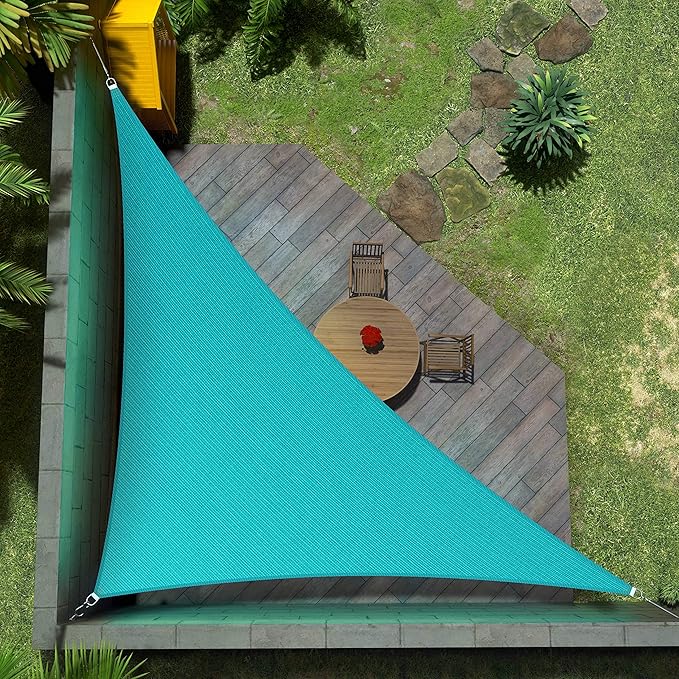 Amgo Custom Size 17' x 17' x 24' Turquoise Triangle Sun Shade Sail Order to Make Canopy Awning UPF50+ AGSLT, 95% UV Blockage, Water & Air Permeable, 200GSM Commercial Standard (We Customize)