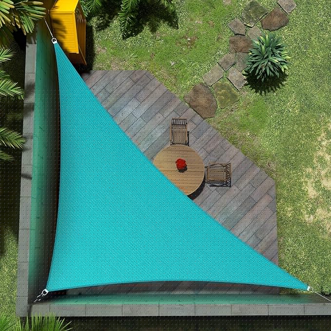 Amgo Custom Size 6' x 6' x 8.5' Turquoise Triangle Sun Shade Sail UPF50+ AGTAPRT12, Order to Make Canopy Awning, 95% UV Blockage, Water & Air Permeable, Commercial Standard (We Customize)